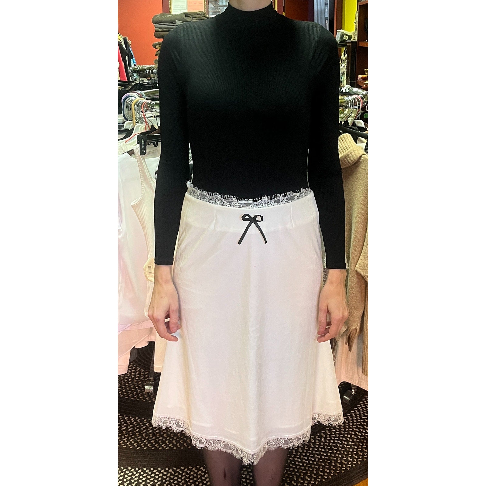 NWT Miss Circle White Velour & Lace Skirt Sz S