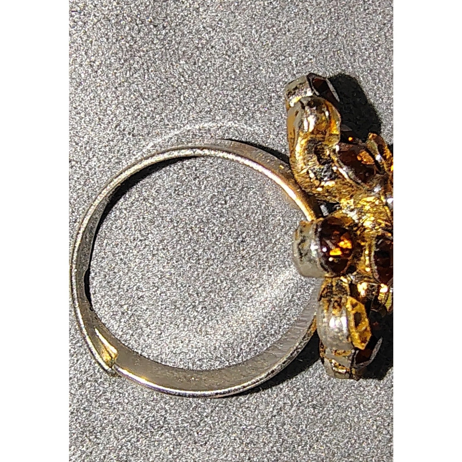 Vintage Elegant Gold and Brown Cluster Ring - adjustable