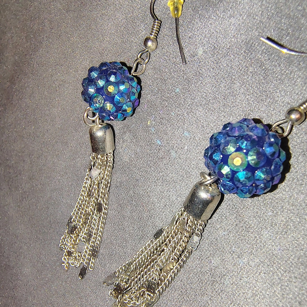 Blue and Silver Dangle Earrings