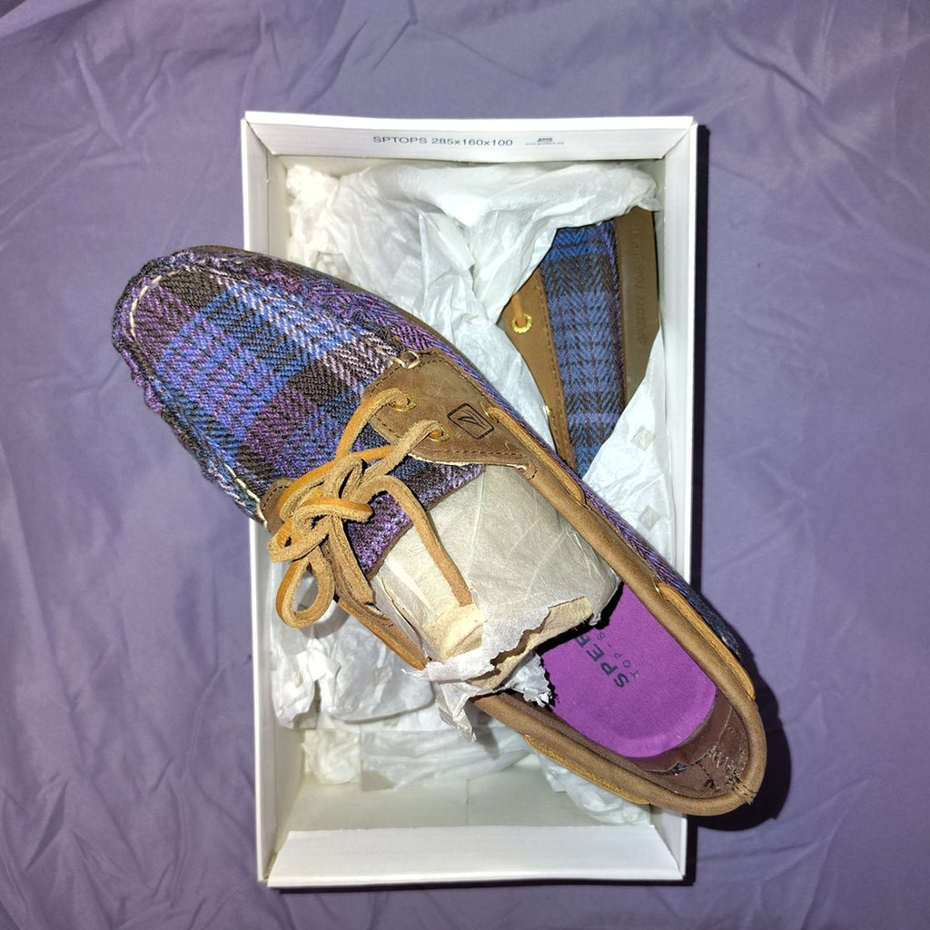 Sperry Women's Plaid Boat Shoes - Brown and Purple Sz 7.5