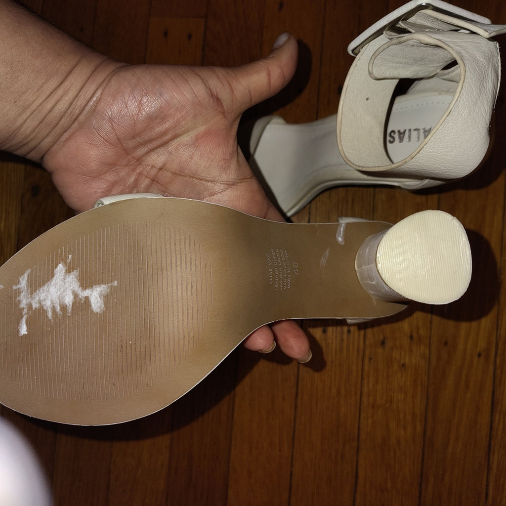 Alias Mae White Leather Strappy Heels Sz 40