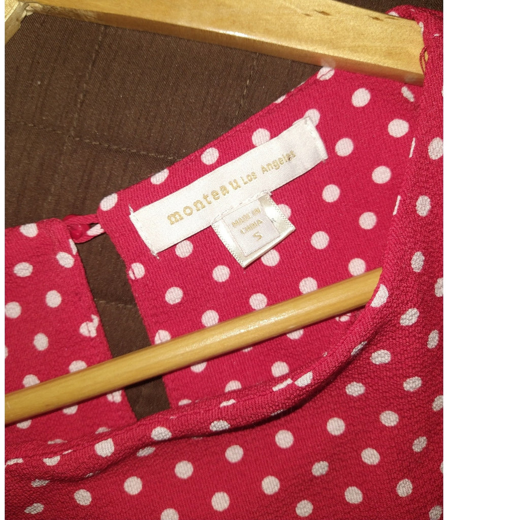 Monteau LA Red Polka Dot top SZ S