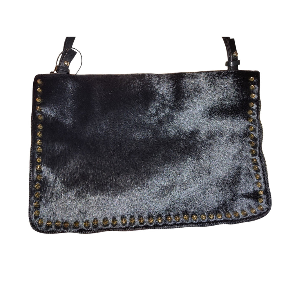 Zara NWOT Pony hair and leather studded shoulder bag