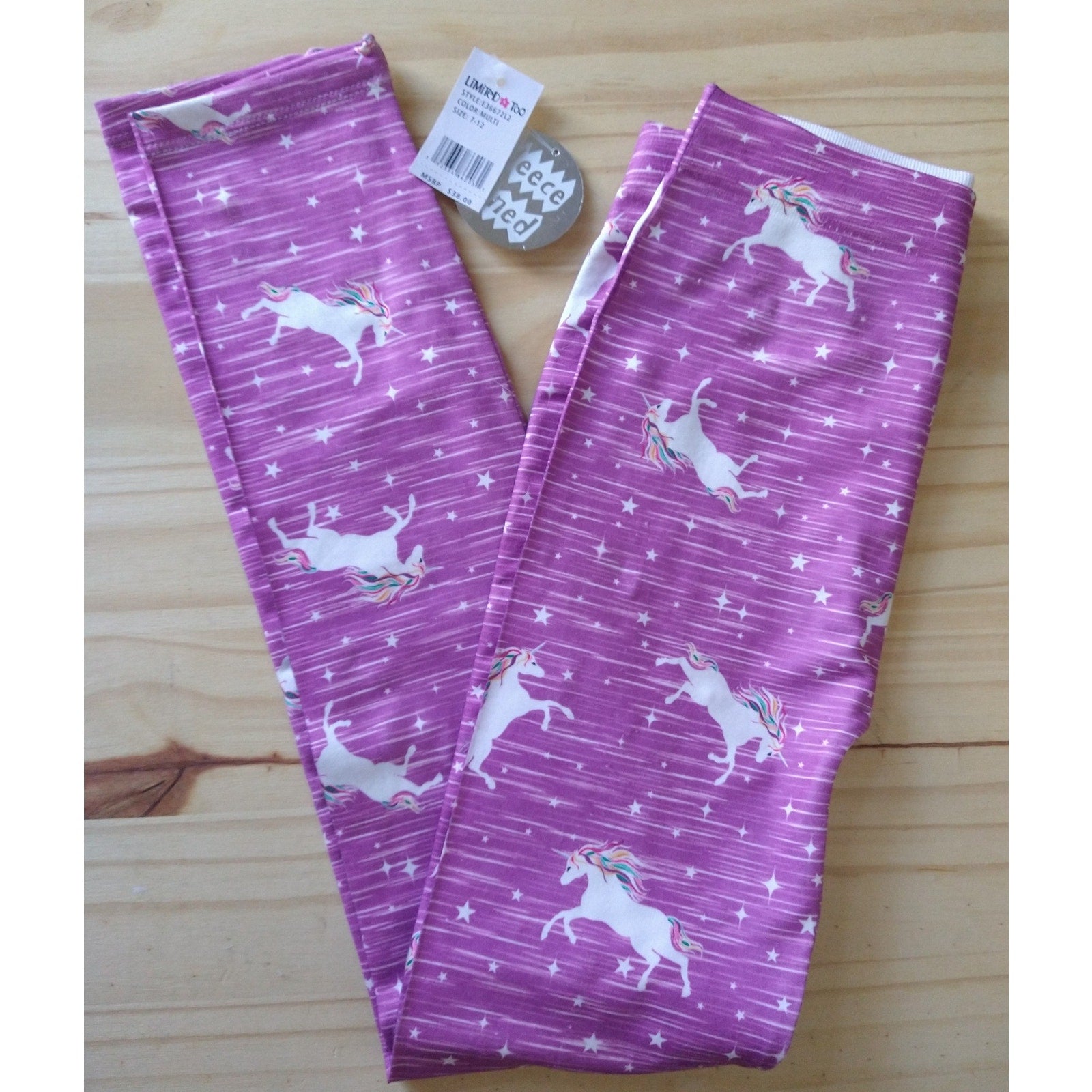 Limited Too Unicorn fleece lined leggings Sz 7 - 12