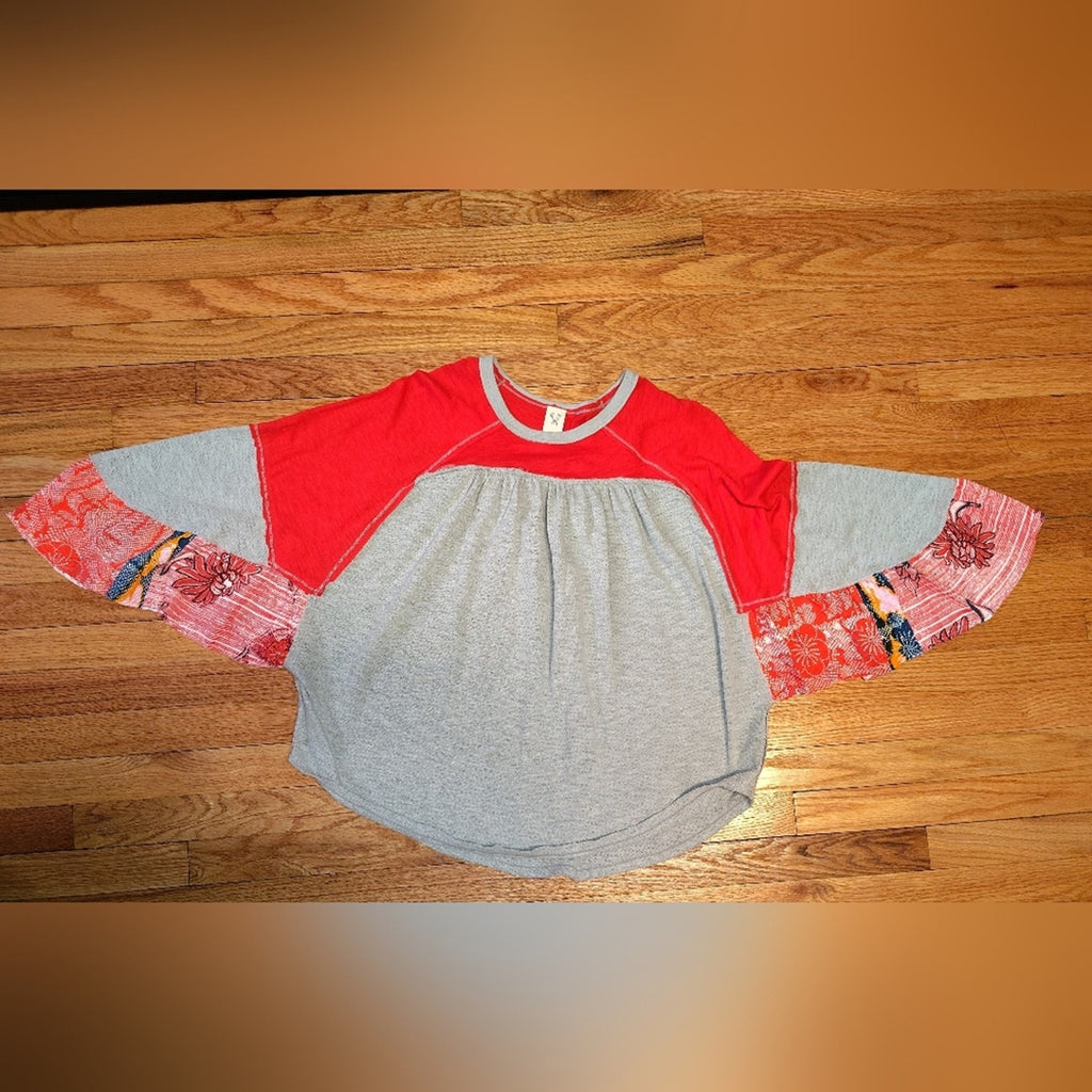 We The Free Red Top with Light Gray Trim Sz M