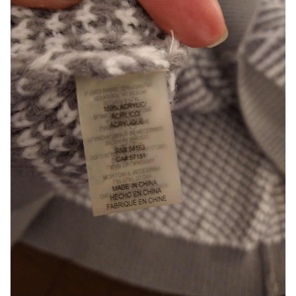 Calvin Klein Gray and White Knit Poncho OS