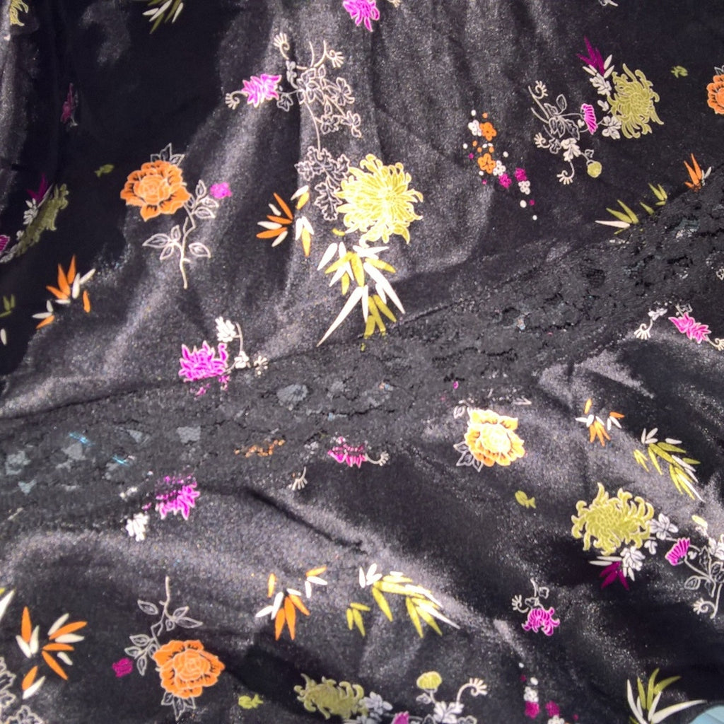 Vintage Asian Inspired Satin & Lace Mermaid Cut Shirt Sz L