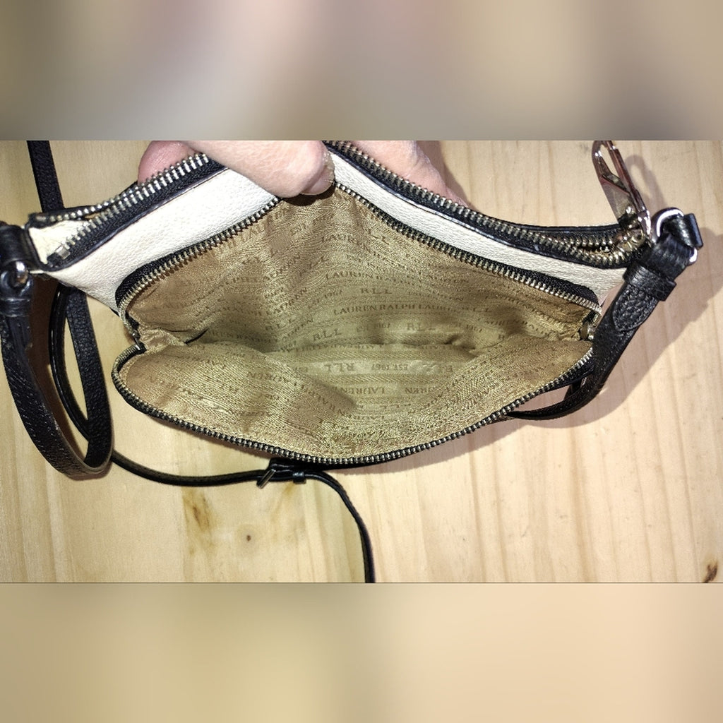 Lauren Ralph Lauren Black and Cream Crossbody Bag