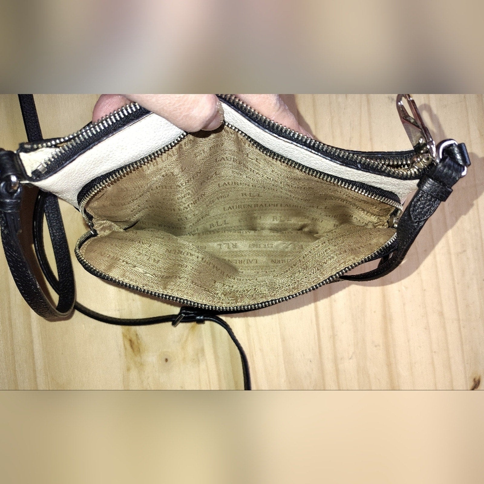 Lauren Ralph Lauren Black and Cream Crossbody Bag