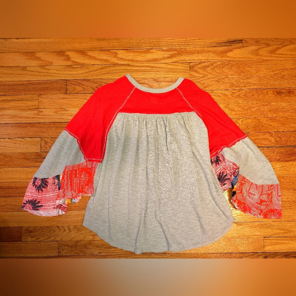 We The Free Red Top with Light Gray Trim Sz M