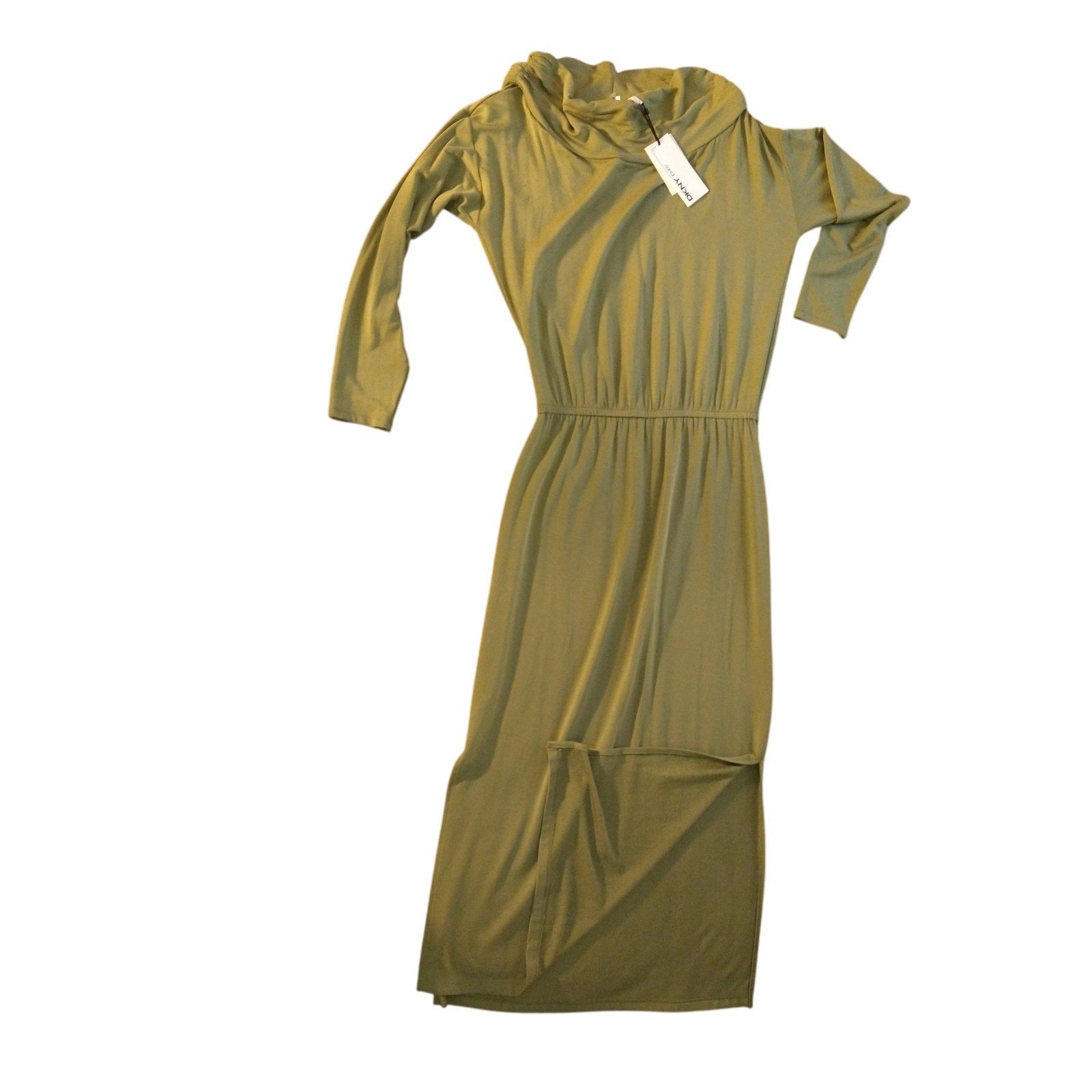 DKNY PUR cowl neck Midi Green Dress SZ M