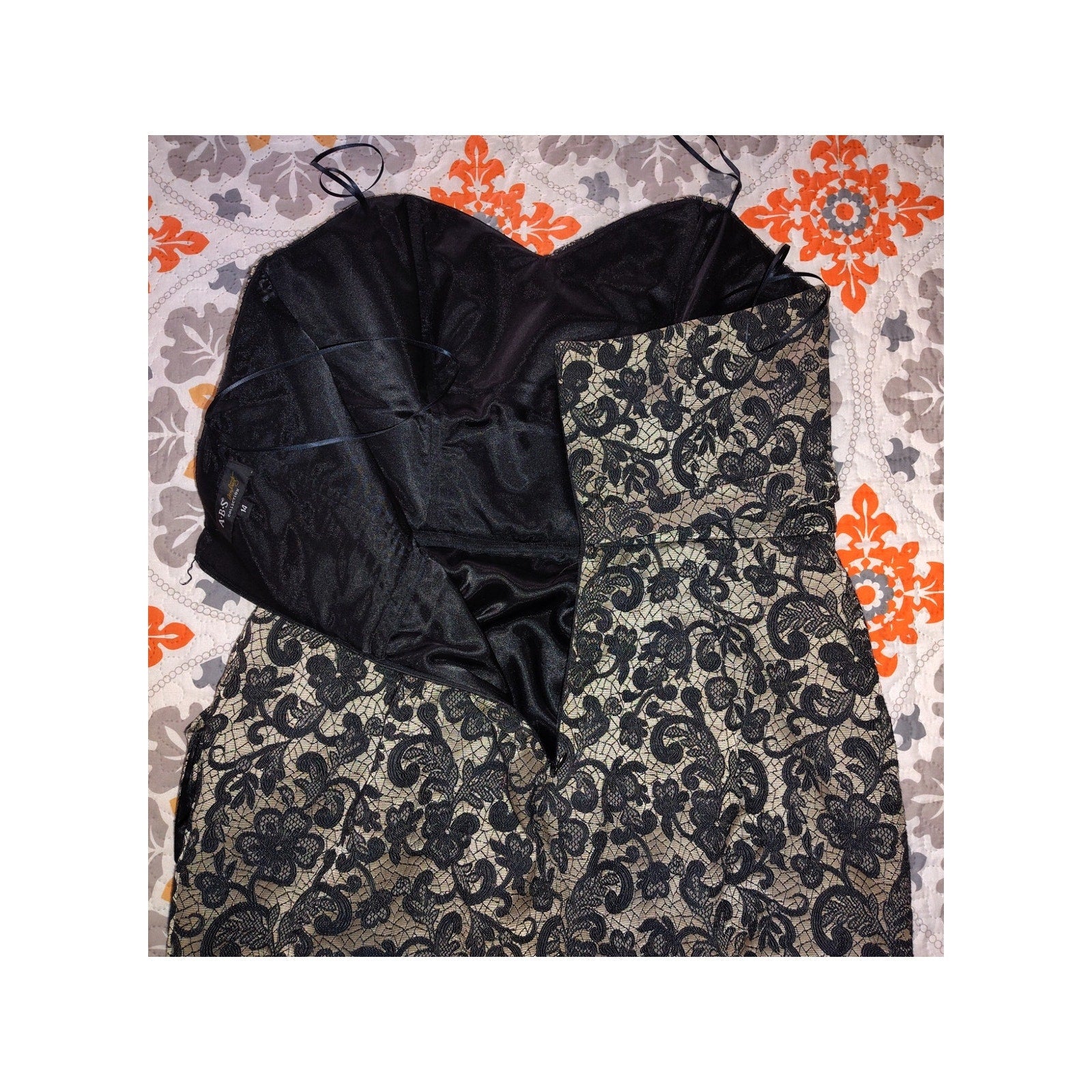 ABS NWOT Strapless Bustier Lace Cocktail Dress w/ Pockets Sz 14