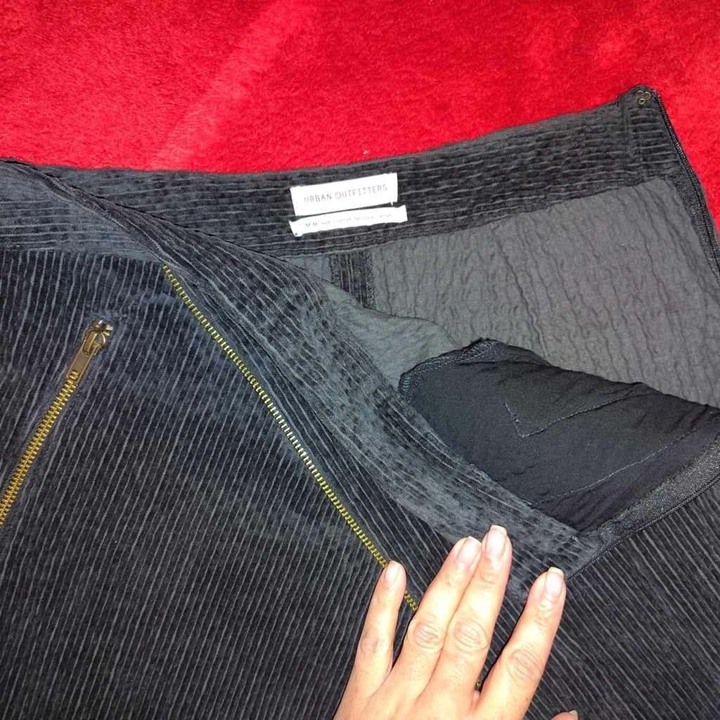 Urban Outfitters Slate Zipper Detail Corduroy Skirt Sz M
