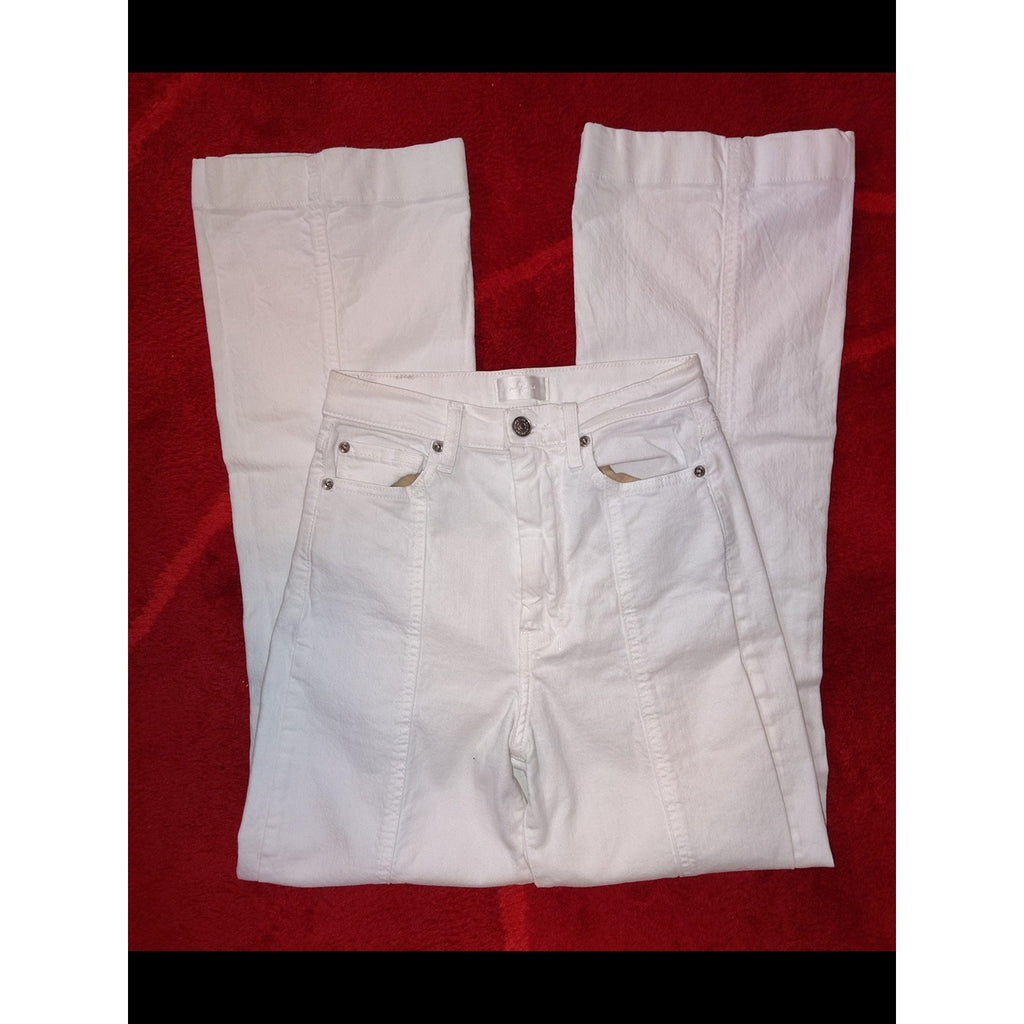 Seven7 Ultra High-Rise Dojo White Flare Jeans SZ 25