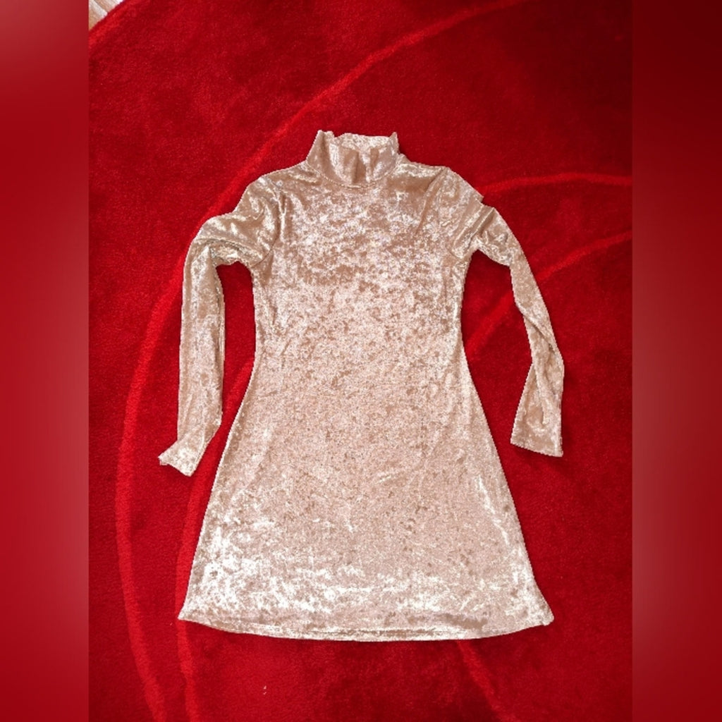 Kimchi Blue Cream Velvet Mini Turtleneck Dress M