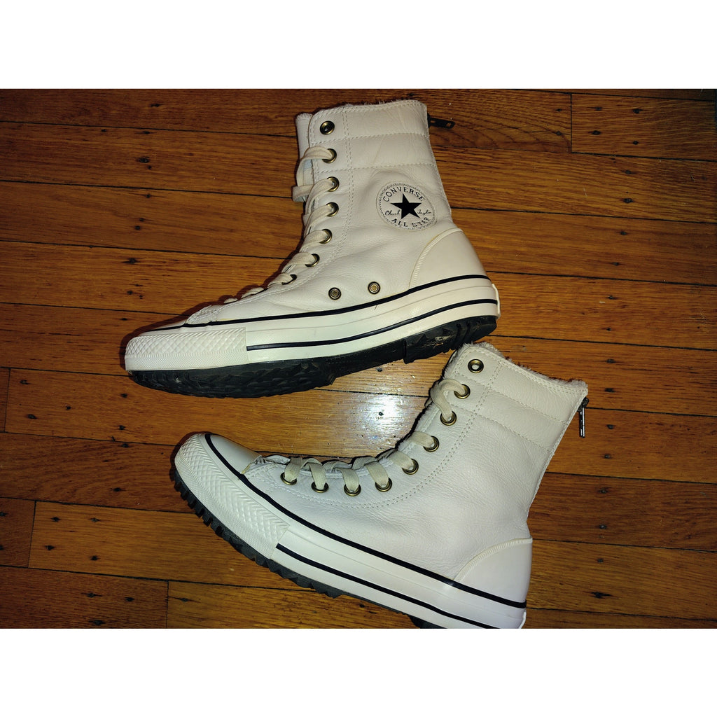Converse Leather lined High tops w/zipper Sz 7