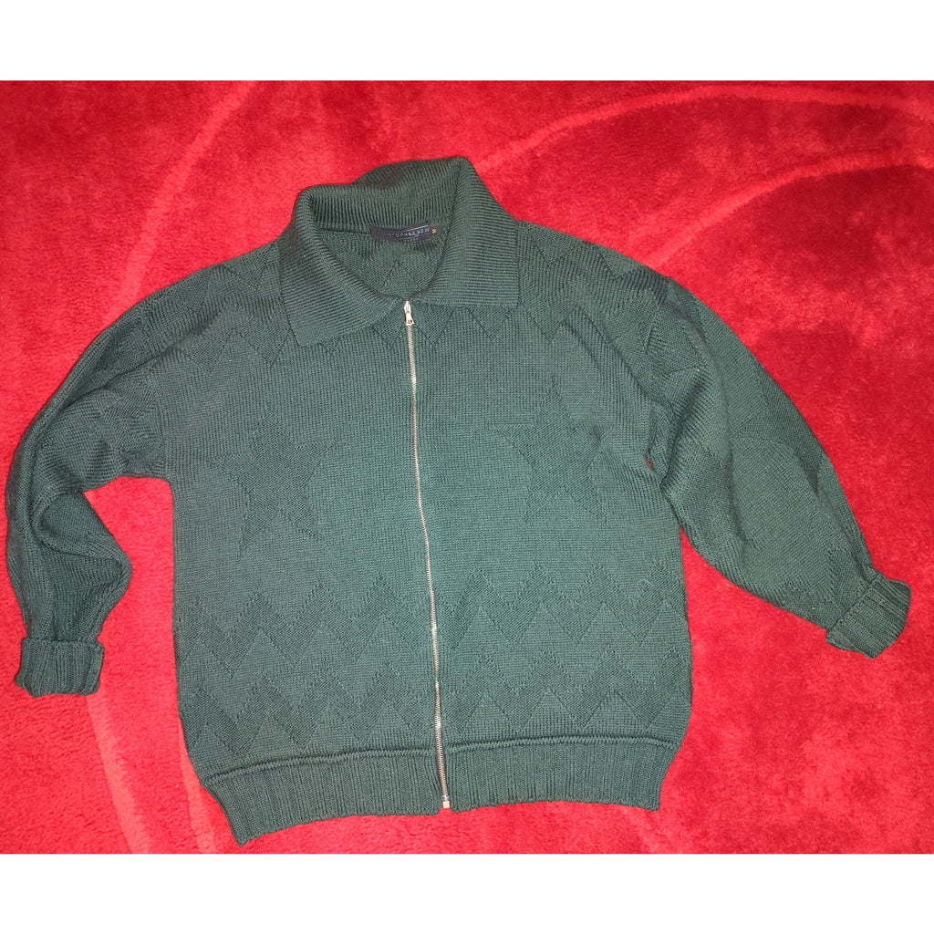 Vintage Collared 100% British Wool Zippered Sweater Sz M