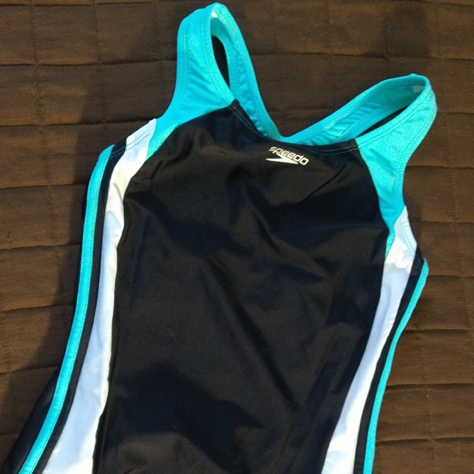 Speedo Black and Blue One Piece Swimwear Sz 14