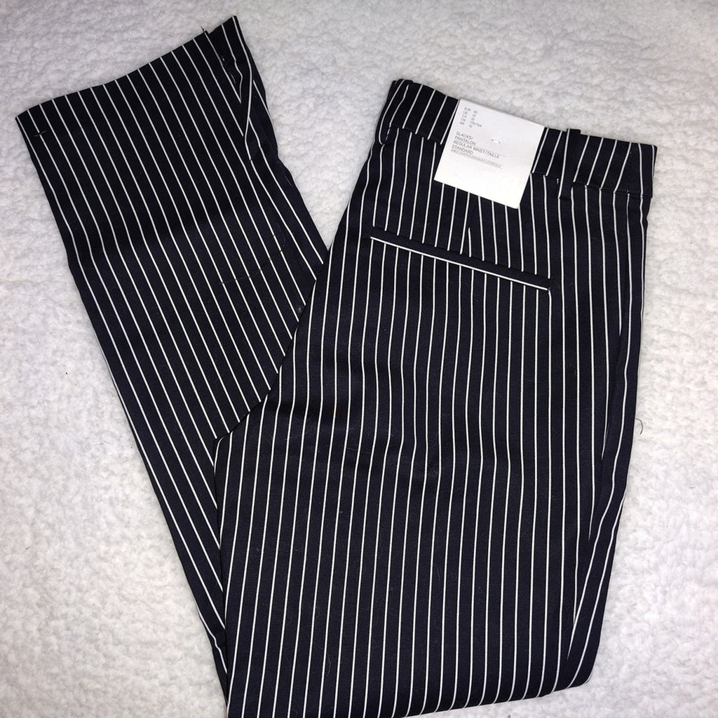 H&M Black and White Striped Dress Pants Sz 10