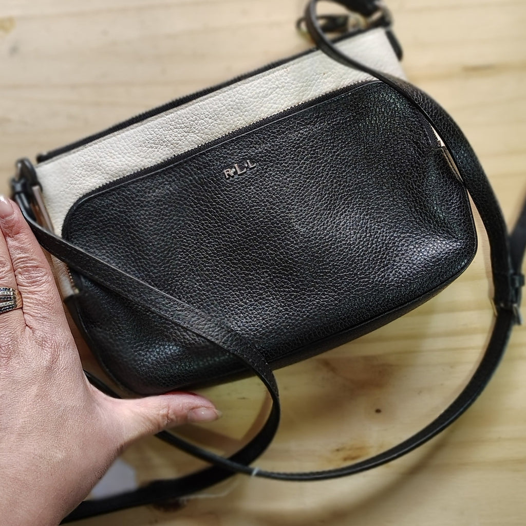 Lauren Ralph Lauren Black and Cream Crossbody Bag