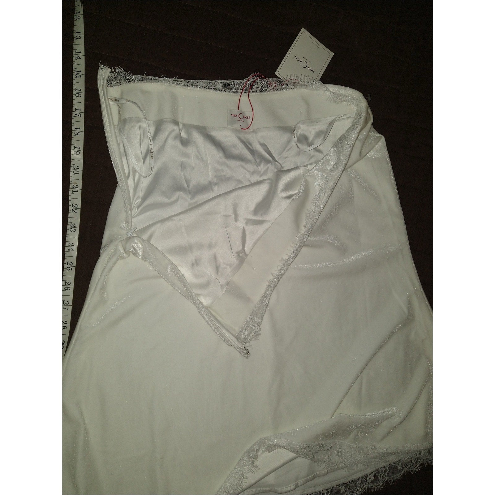 NWT Miss Circle White Velour & Lace Skirt Sz S