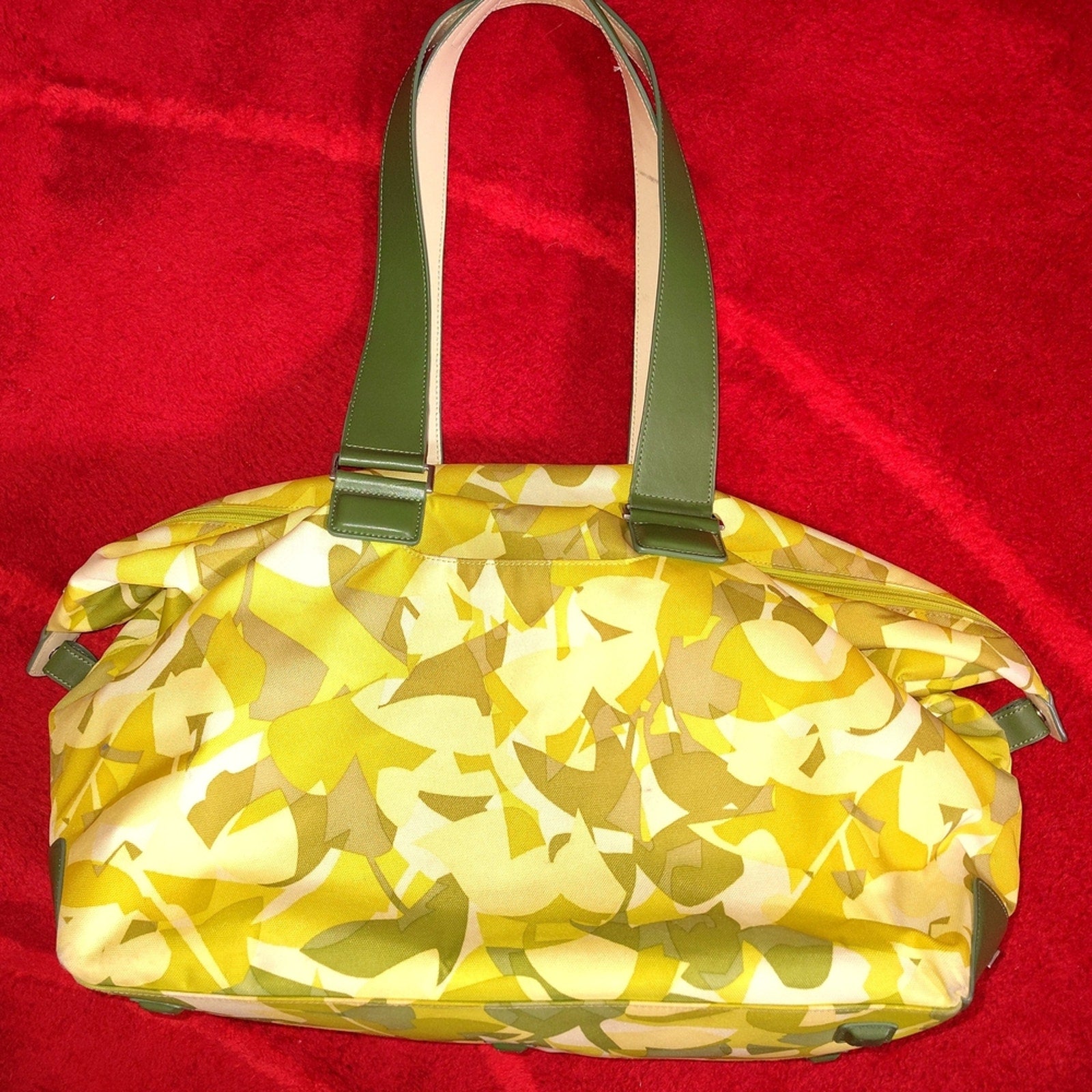 Tumi Nylon & Leather Leaf Print Weekend Duffle