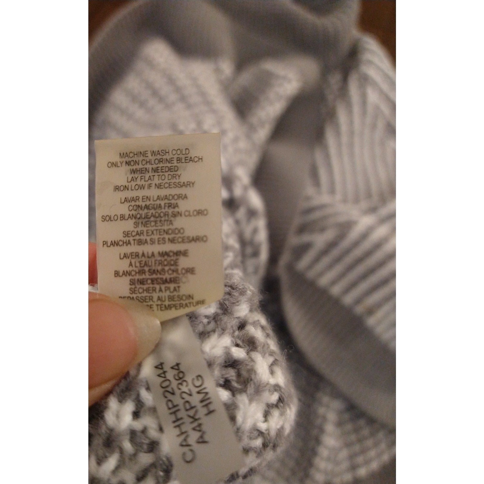 Calvin Klein Gray and White Knit Poncho OS