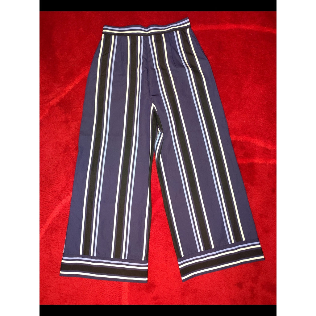 Pearl By Lela Rose Lynn Striped Wide-Leg Pants Sz 2