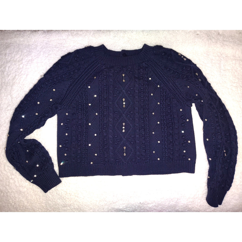 Kathie K Cableknit sweater with gorgeous rhinestone detailing!  Sz S