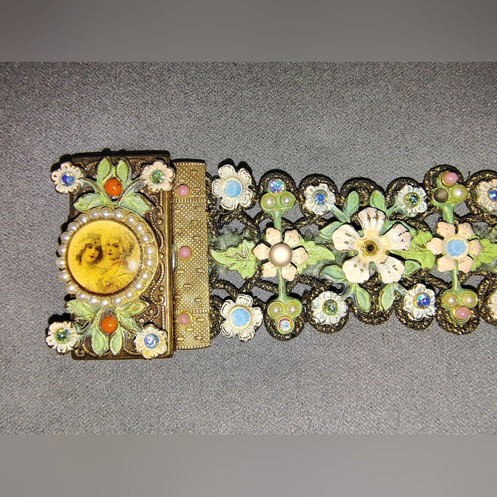 Vintage Michael Negrin Floral Enamel Bracelet