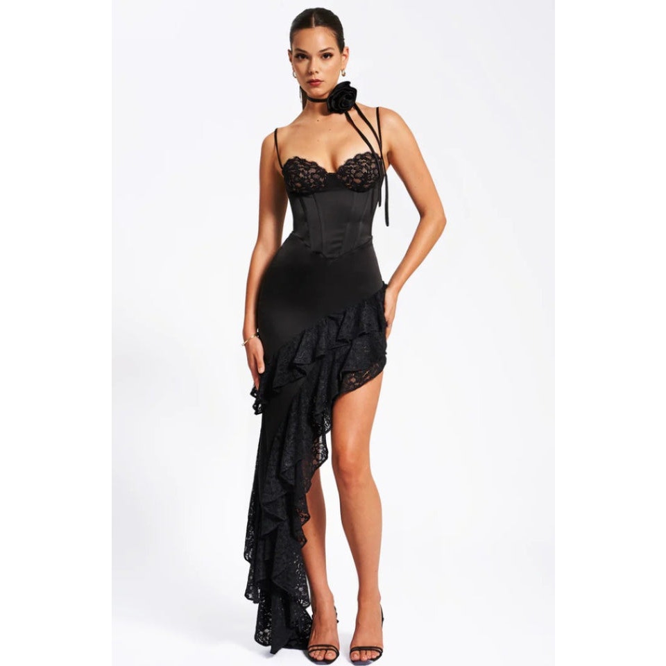 Miss Circle NWT Zaira Coral Lace Corset Dress Sz M