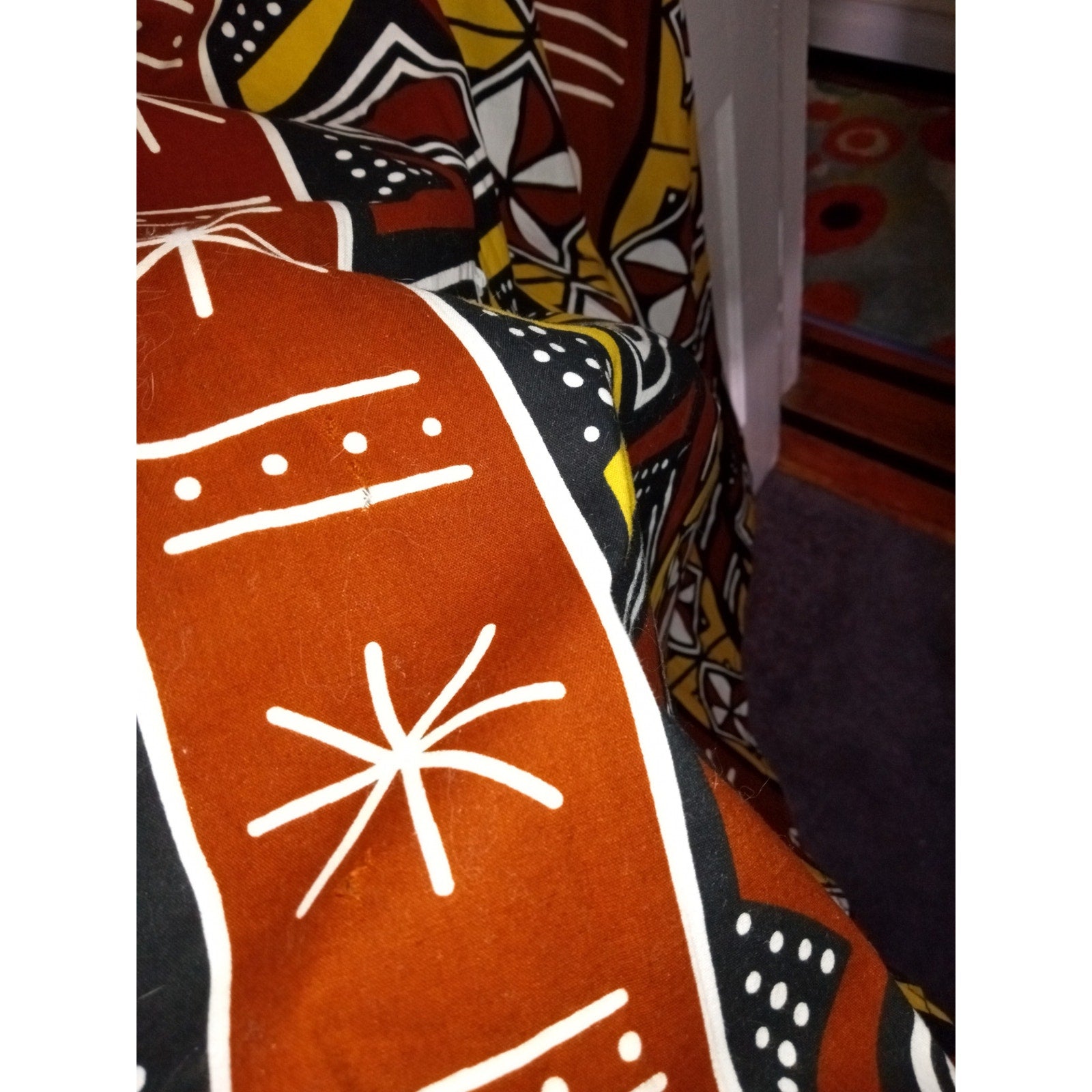 Handmade Tribal Print Smock Maxi Dress w Pockets Sz M