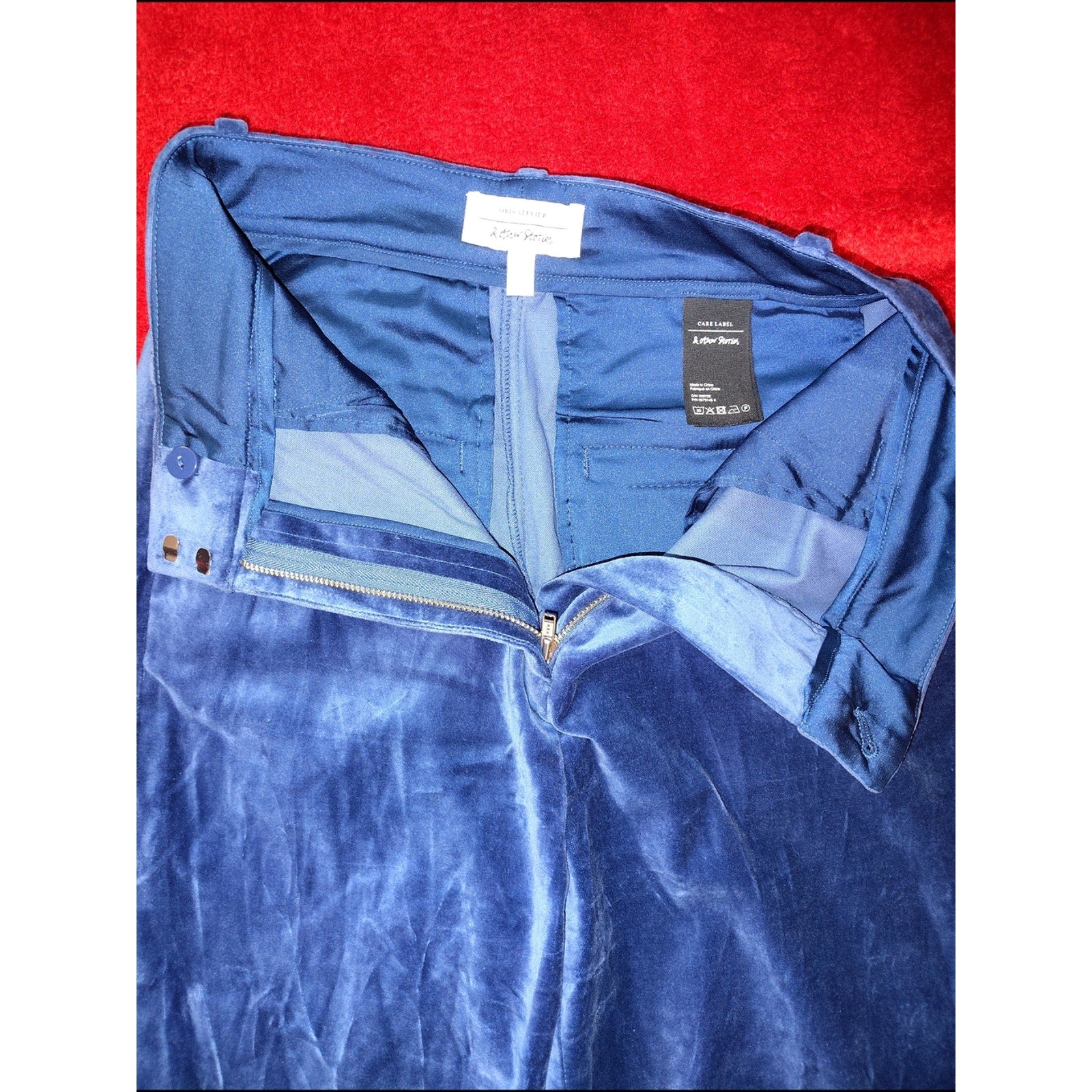 Women's Wide-Leg Velvet Pants - Navy SZ 2