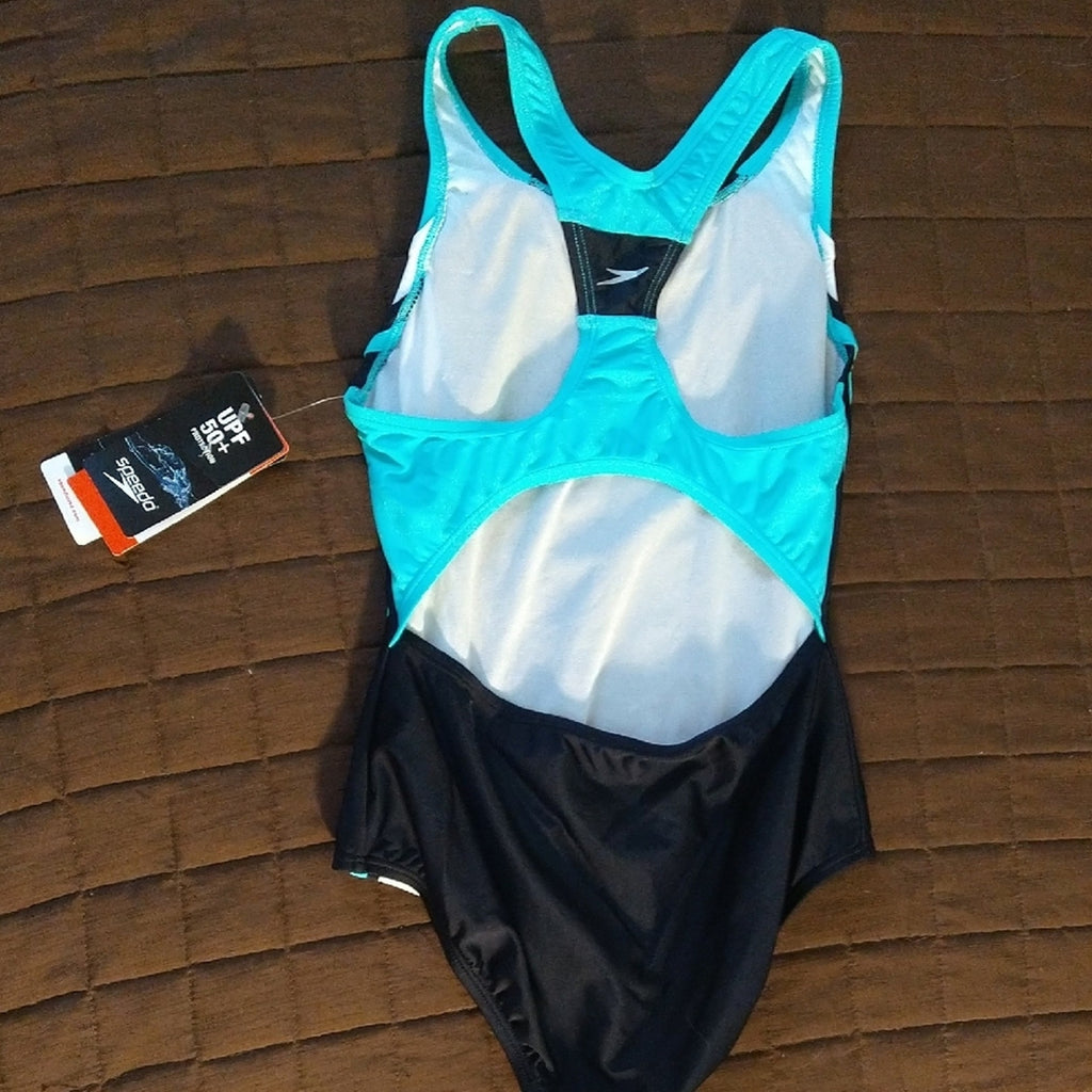 Speedo Black and Blue One Piece Swimwear Sz 14