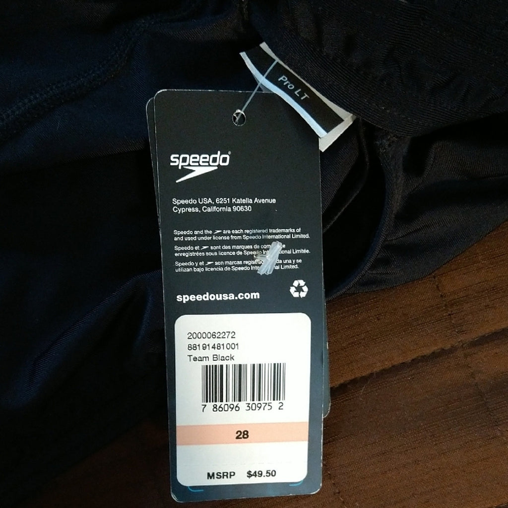 Speedo Black One Piece Swimsuit Athletic Design Sz 28