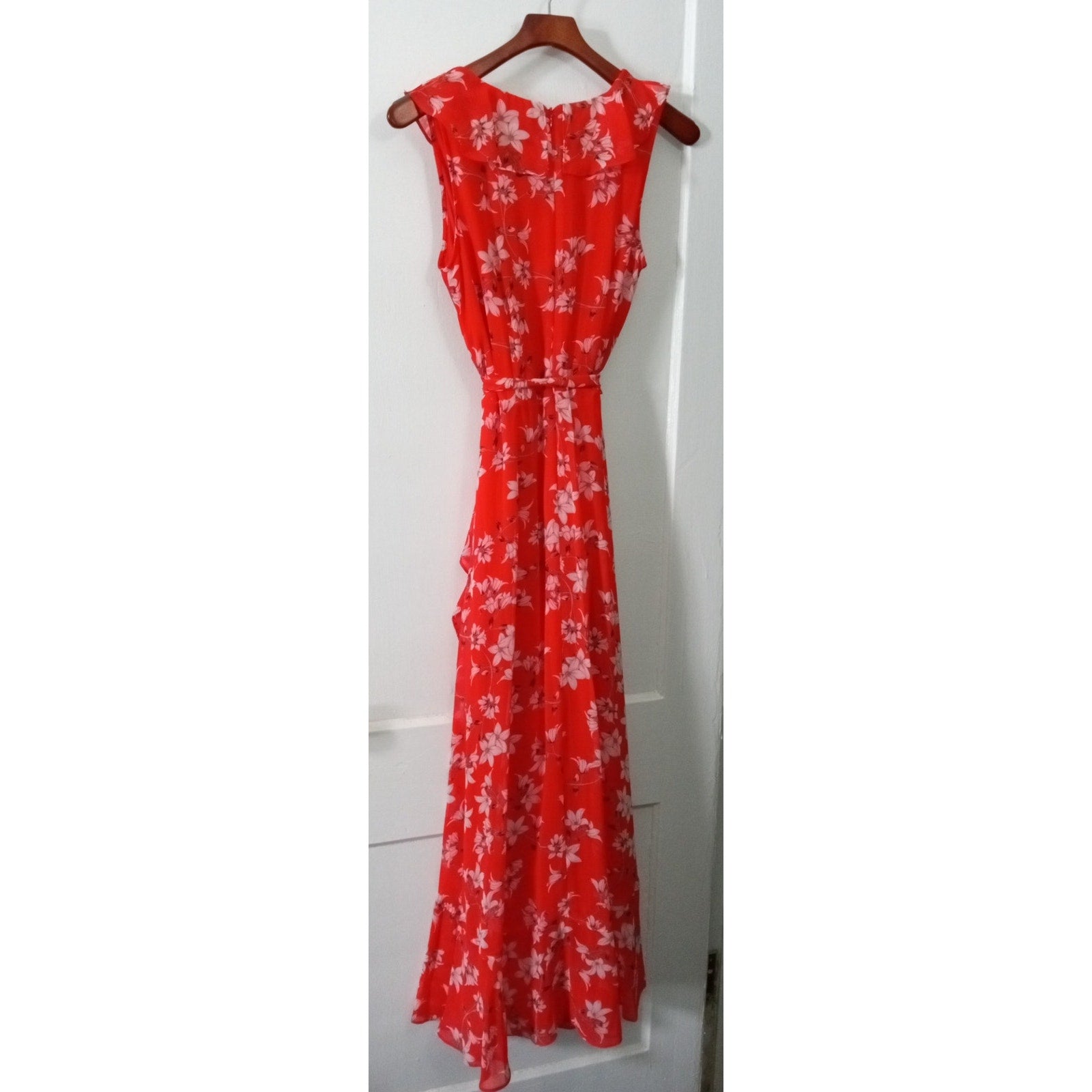 Calvin Klein Floral Wrap style dress size 10 with ruffle detail