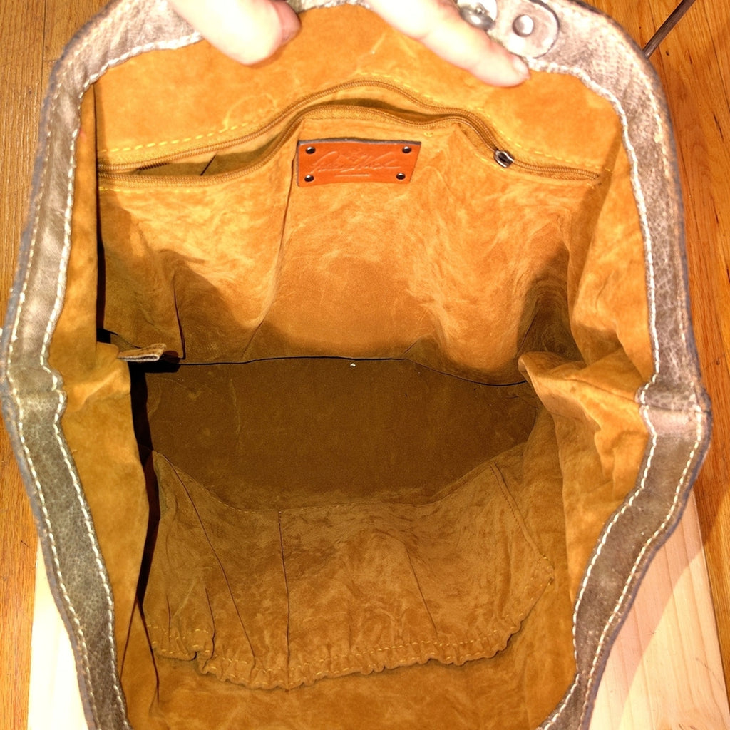 Patricia Nash Metallic Silver Leather Tote bag