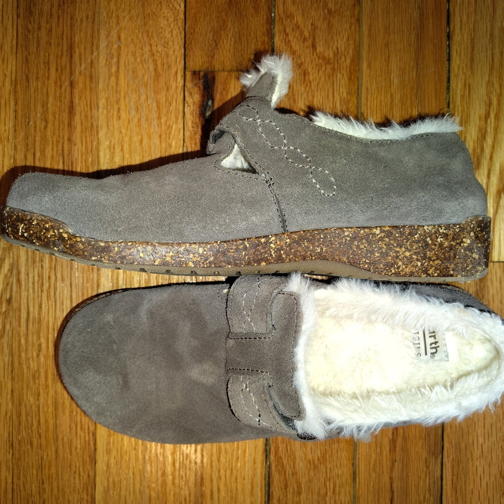 Earth Origins Gray Faux-Fur Lined Women's Slip-On Shoes 7.5
