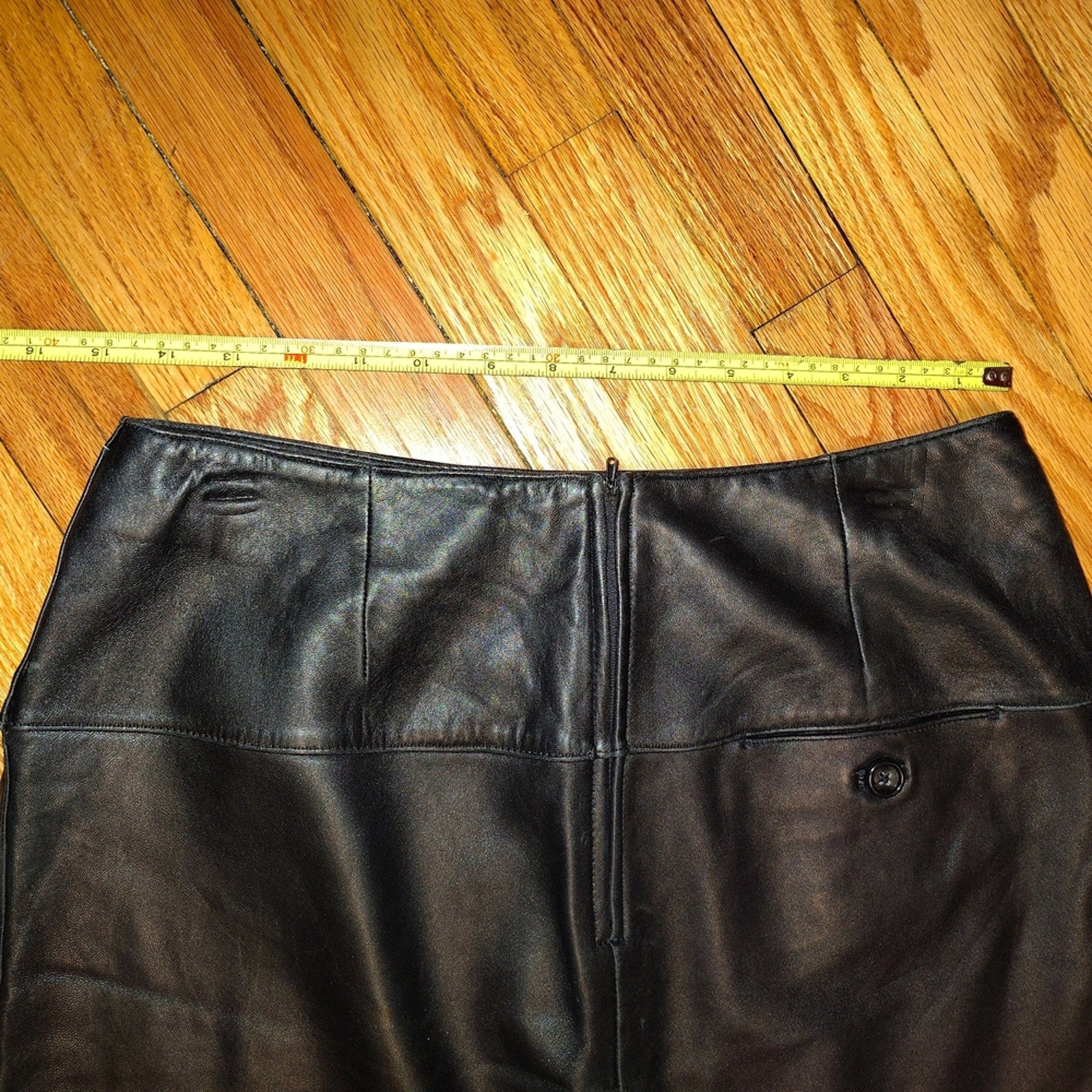 Vintage Lord&Taylor Classic Black Leather Mini Skirt Sz 12