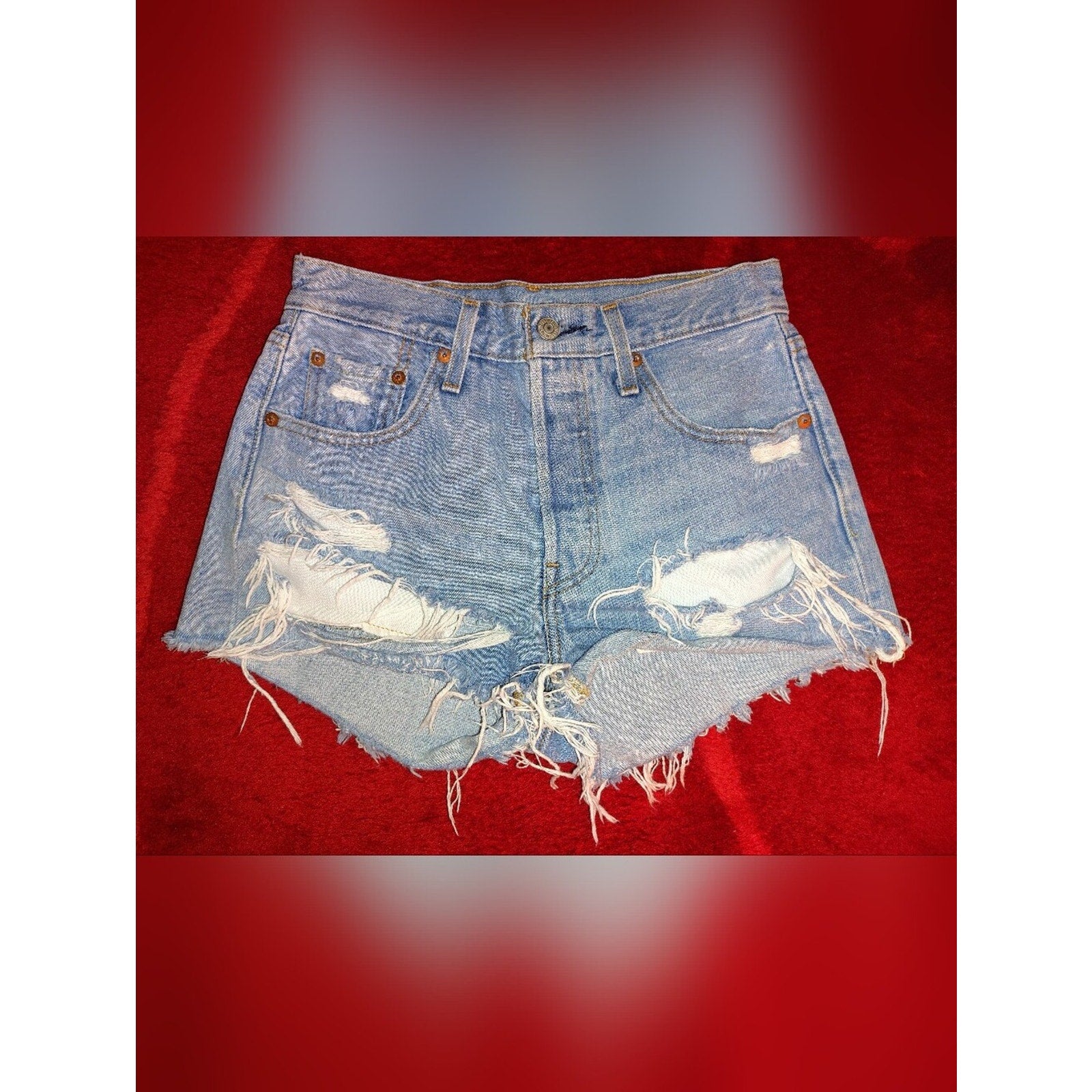 Levi's 501 Distressed Denim Cutoff Shorts Sz 25