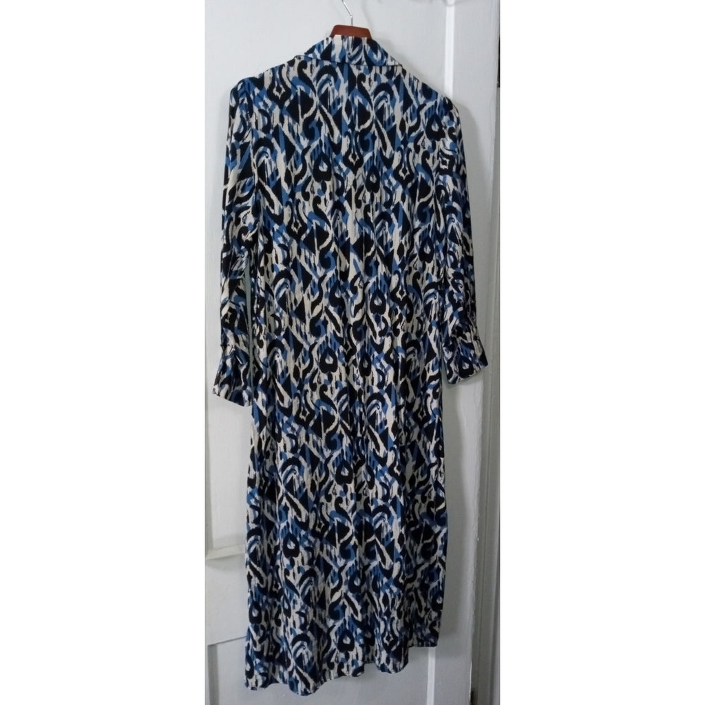 Zara Vibrant Blue Abstract Shirt Dress Sz L