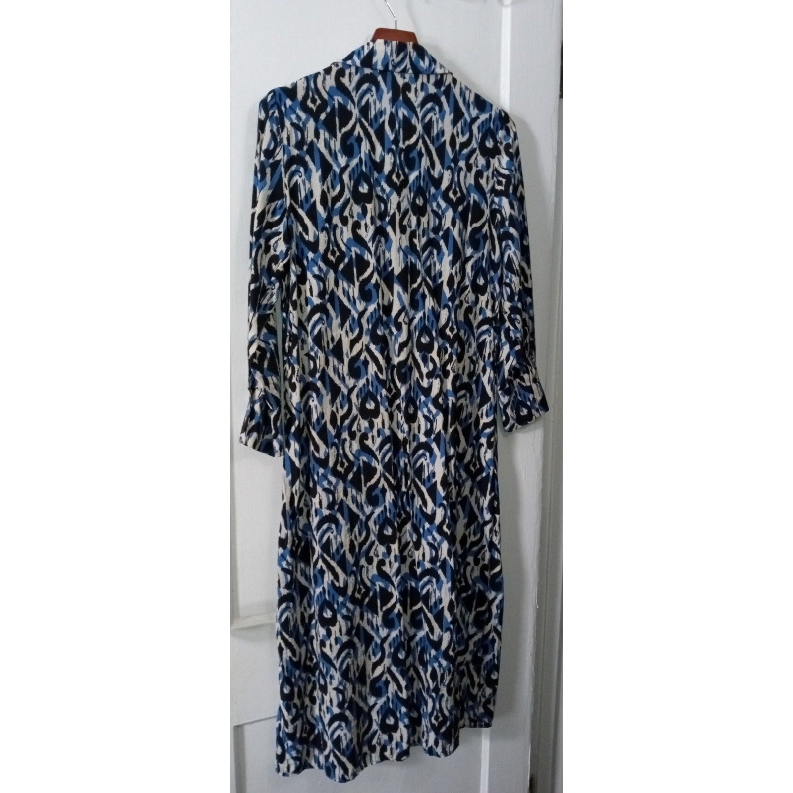 Zara Vibrant Blue Abstract Shirt Dress Sz L