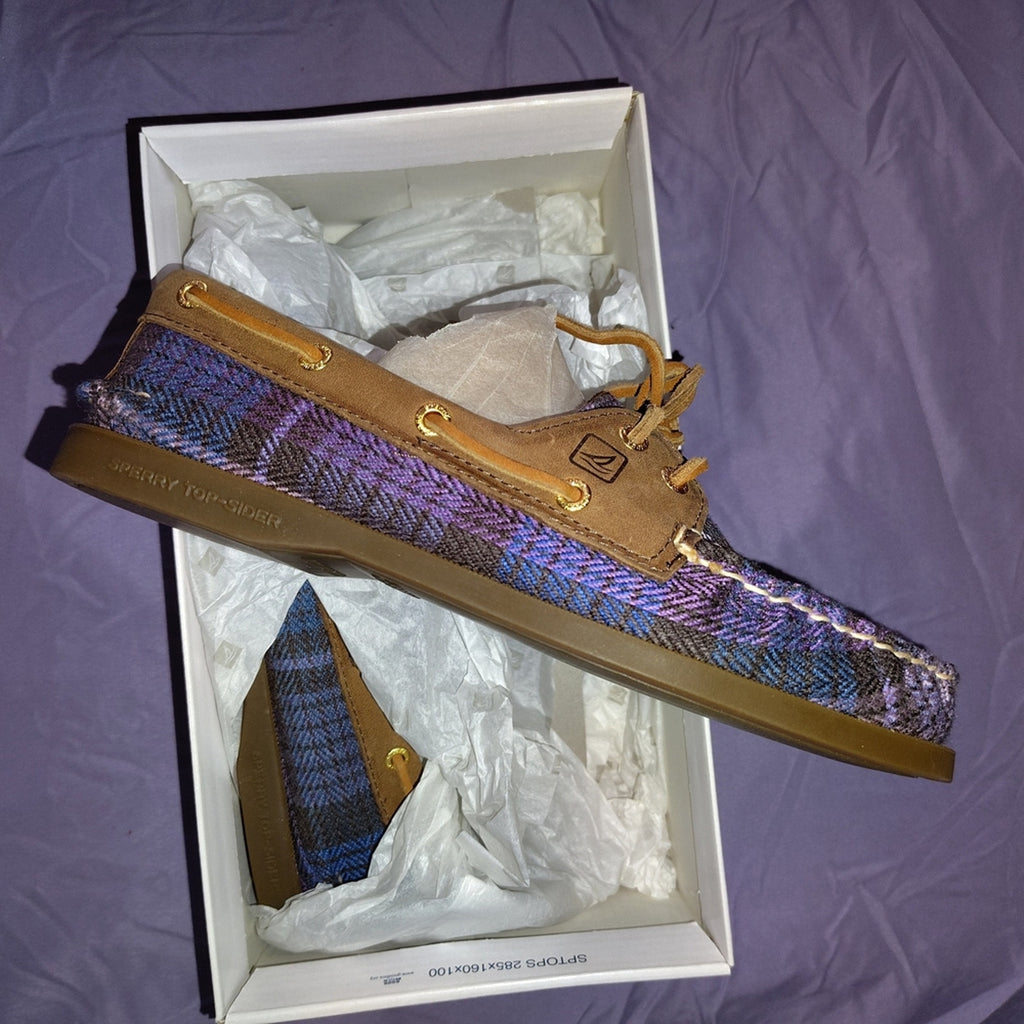 Sperry Women's Plaid Boat Shoes - Brown and Purple Sz 7.5