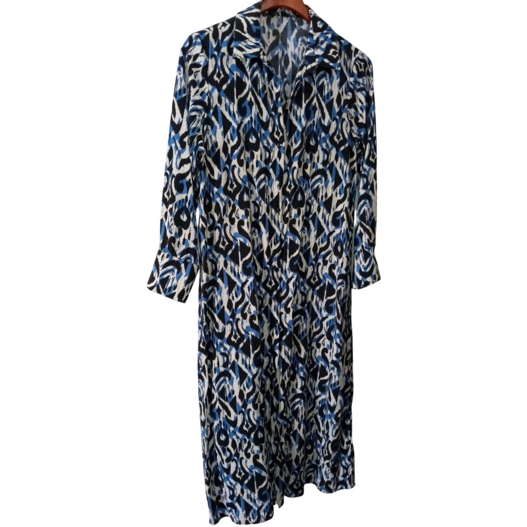 Zara Vibrant Blue Abstract Shirt Dress Sz L