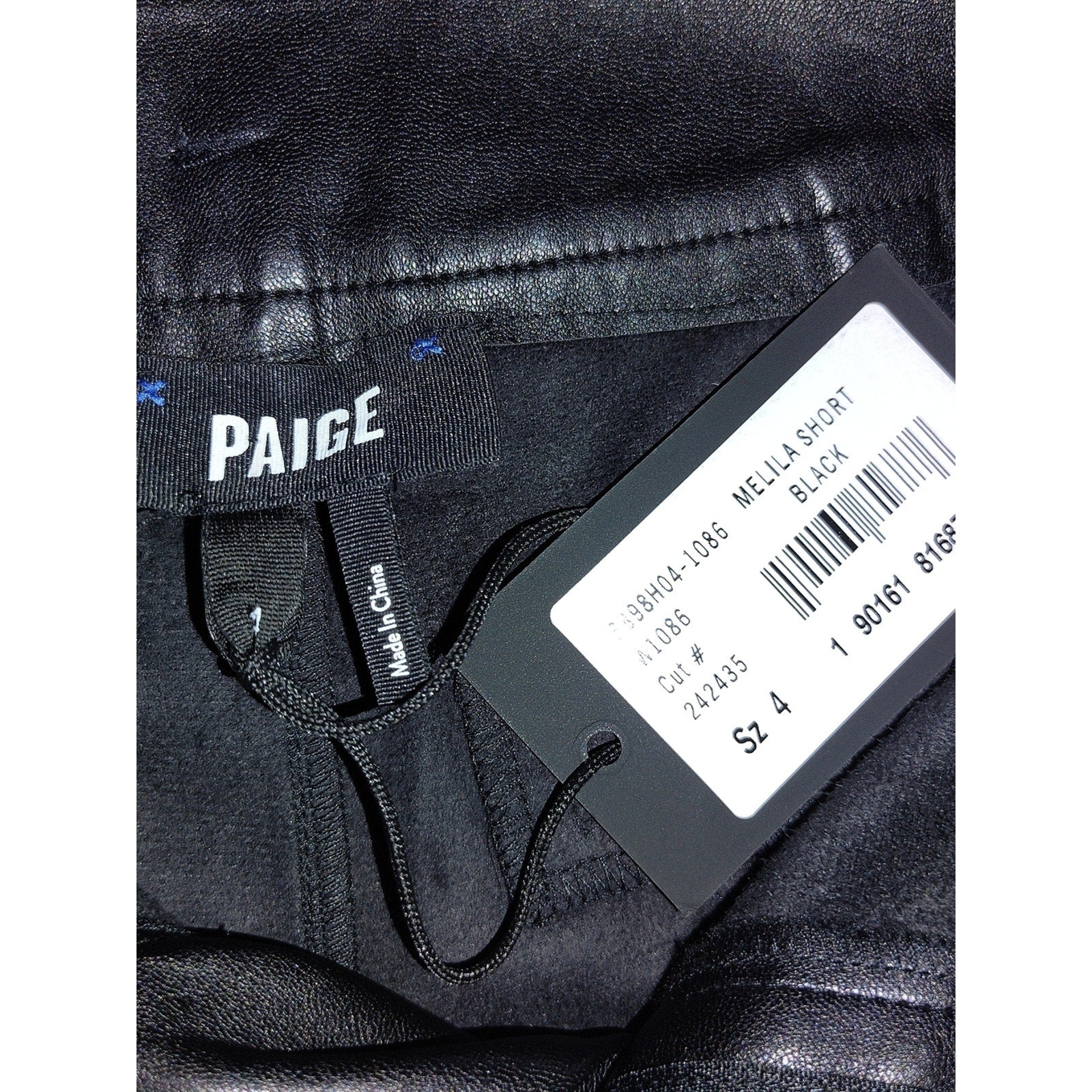 Paige Black Faux Leather Melila High-Waist Shorts Sz 4 No Belt