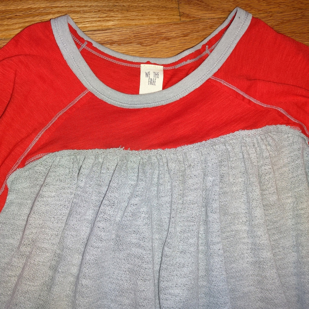 We The Free Red Top with Light Gray Trim Sz M