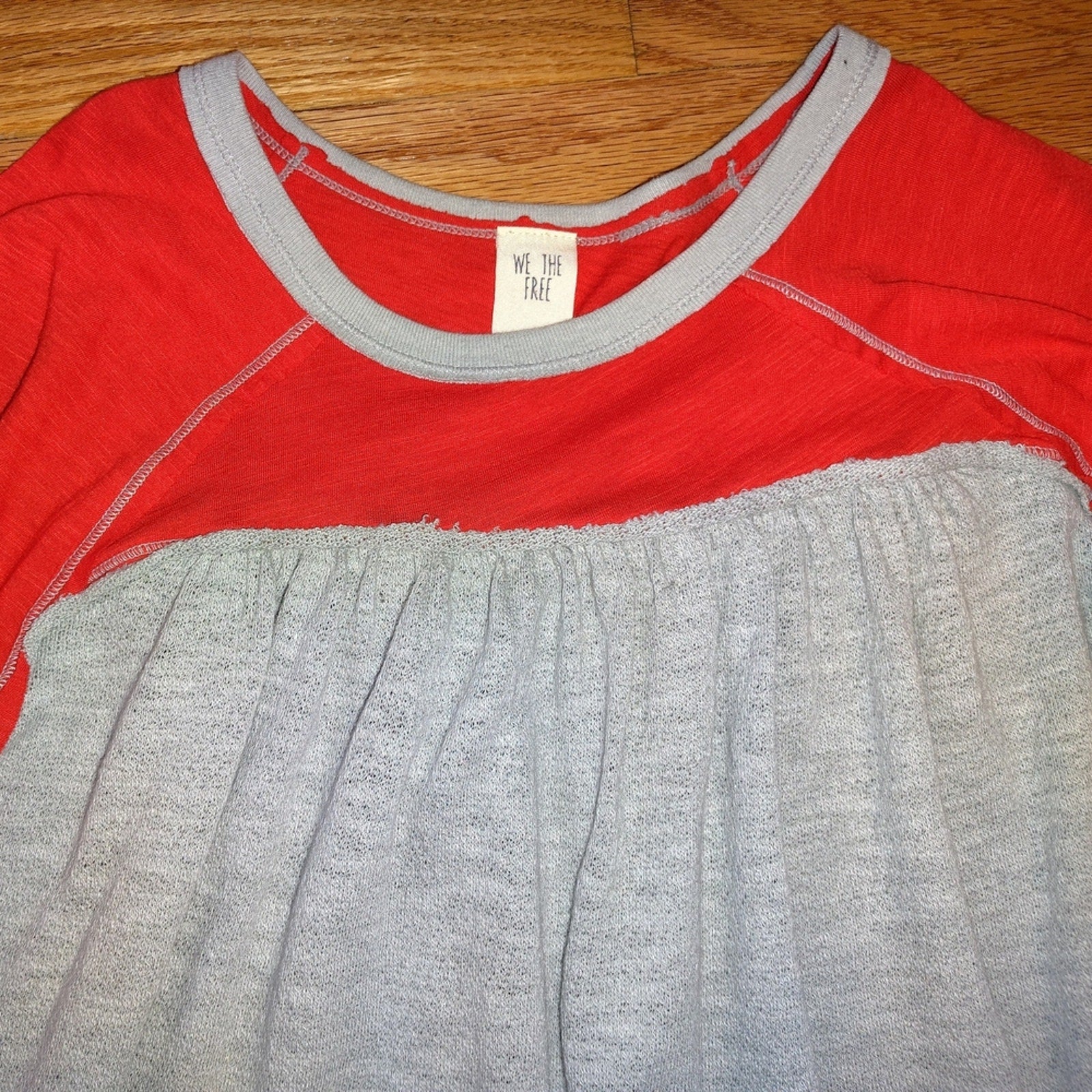 We The Free Red Top with Light Gray Trim Sz M