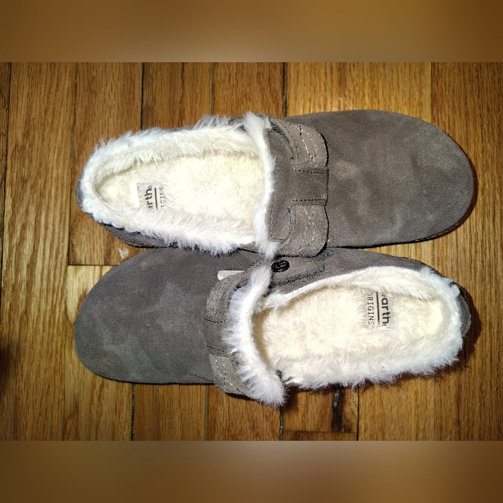 Earth Origins Gray Faux-Fur Lined Women's Slip-On Shoes 7.5
