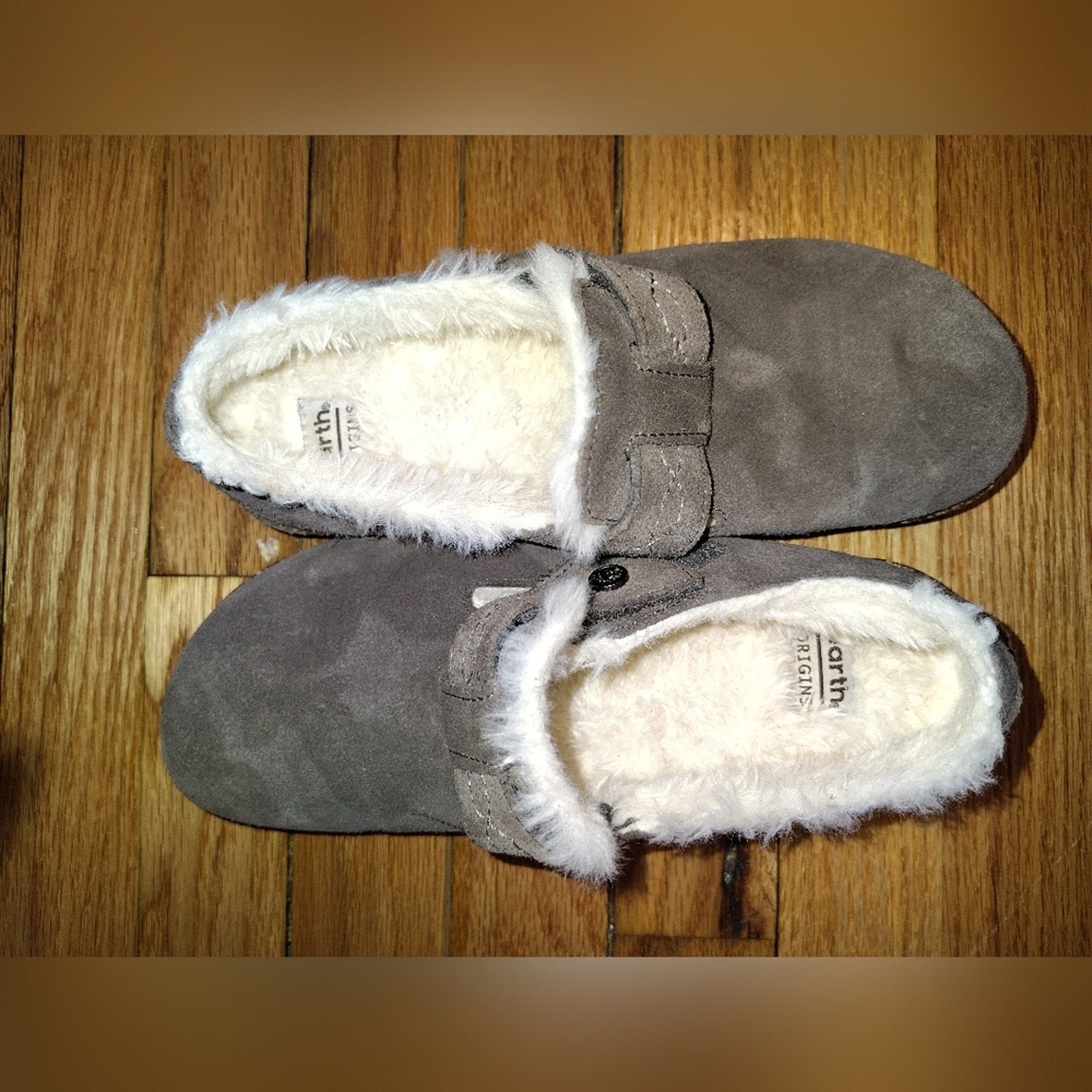 Earth Origins Gray Faux-Fur Lined Women's Slip-On Shoes 7.5