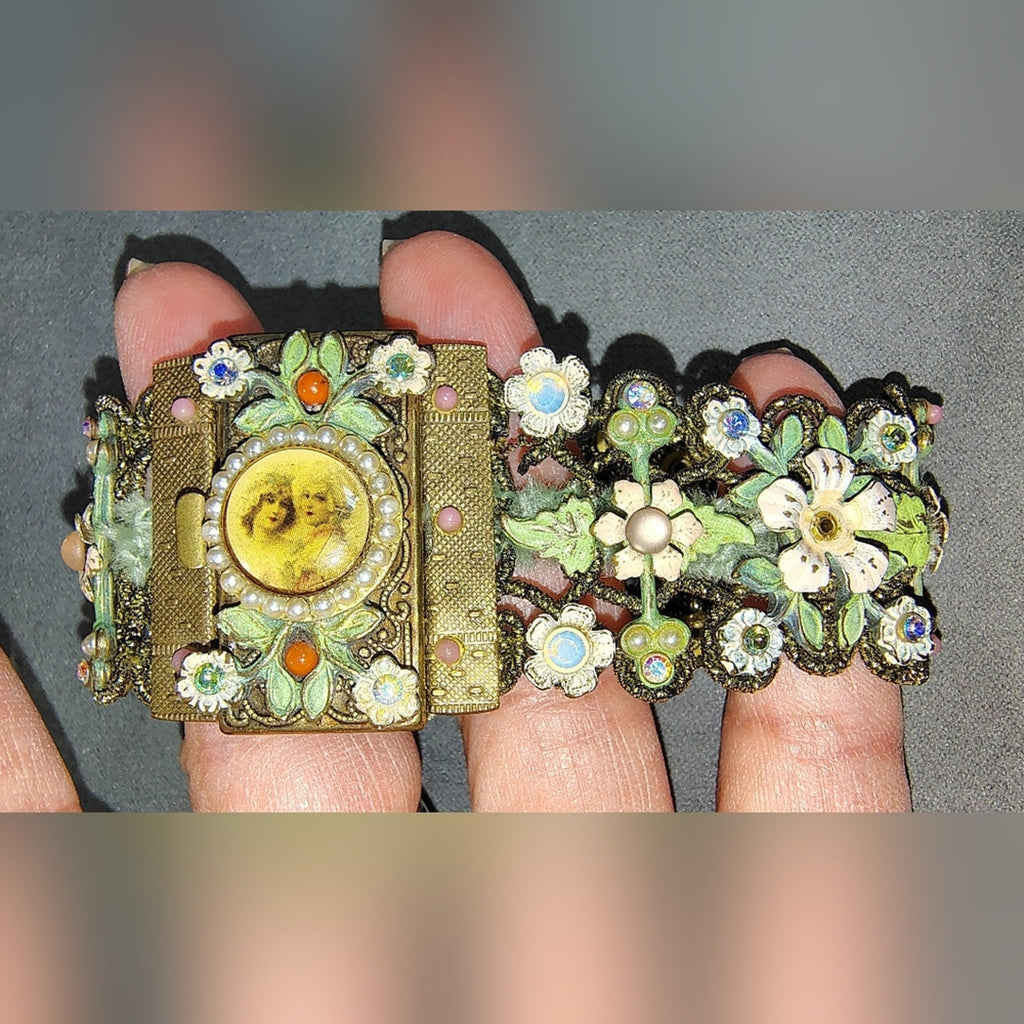 Vintage Michael Negrin Floral Enamel Bracelet